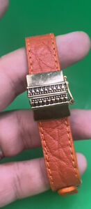 Barse Equestrian Orange Leather & Bronze 7 3/4” Bracelet
