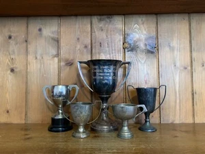 5 x vintage silver plate trophies (ref14), trophy, trophies, loving cup - Picture 1 of 5