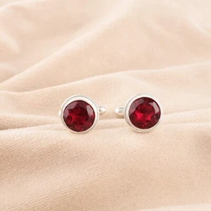 Rose Rubellite Frère Cadeau Mariage Boutons Manchette Bijoux 925 Argent Sterling - Foto 1 di 2