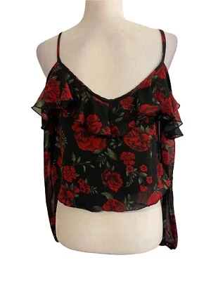 Disney Pixar Coco Junior’s Floral Cold Shoulder Ruffles Longsleeves Top Small - Image 1 of 4