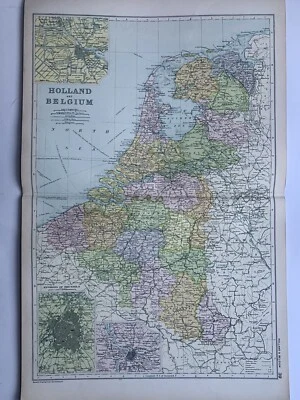 1908 Holland & Belgium Original Antique Map by G.W. Bacon - Image 1 of 3