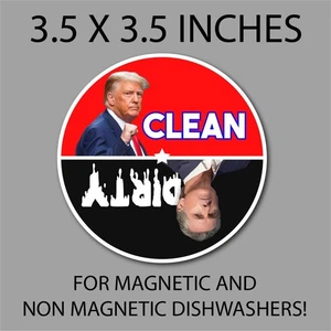 3.5" Dirty Clean Trump Gavin Newsom Dishwasher Magnet Home Political MAGA King - Picture 1 of 2