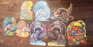 Menge 8 Vintage Türkei Papier Stanzform Dekorationen Erntedank Ernte Retro - Bild 1 von 5