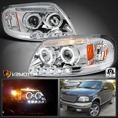 Fits 1997-2003 Ford F150 Expedition LED Halo Projector Headlights Lamps 97-03 Foto 1 de 4