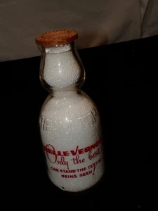 Vintage Cream Top Belle Vernon Dairy Cleveland Ohio Glass Quart Bottle wt Cap - Picture 1 of 7