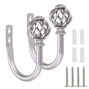 Set of 2 Metal Curtain Holdbacks - Wall Mounted Drapery Tiebacks with Screws,... - Picture 1 of 6