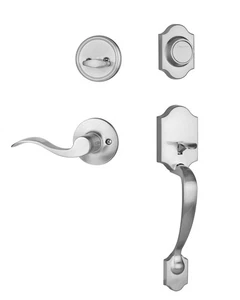 DEN-HER-405-15R Denver Haustür Attrappe Griffset, Satin Nickel, mit Erbe... - Bild 1 von 2