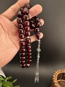 Faturan Amber 33 perline preoccupanti rosario islamico Tasbihمسبحة مسباح فاتوران جودة عالية - Foto 1 di 12
