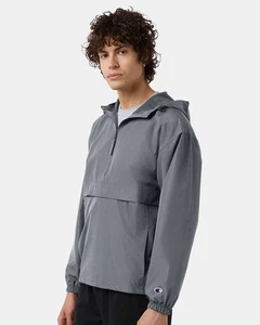 🔥 Champion Men Hooded Packable Quarter-zip Jacket Pouch Pocket Up To 3XL Co200 - Picture 1 of 96