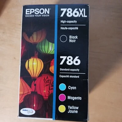 Epson Durabrite 786xl Black & 786 Standard Color Ink Cartridges Exp 5/19 Sealed - Image 1 of 4