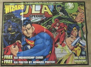 Póster promocional original 1996 de Wizard Comics Superman Batman + DC Comic Heroes - Imagen 1 de 2