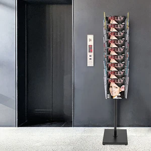 360?? Degree Rotating Iron Mesh Magazine Stand Brochure Display Rack 36 Pockets - Picture 1 of 21