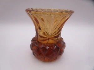 AMBER DEPRESSION GLASS THISTLE VASE - Picture 1 of 9