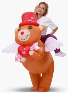Inflatable Costume Riding Valentine Lover Bear Be Mine - Picture 1 of 4
