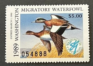 Travelstamps: 1989 Washington State Duck Stamp - $5 Mint MNH OG - Picture 1 of 5