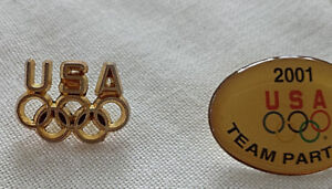 2X USA Olympic Rings Pin Tie Tack Lapel 2001 Team Partner Collectible Hat Flare