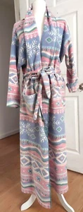 Vintage Intimate Moods Morgenmantel Damen M Fleece lang Hausmantel Southwestern Print - Bild 1 von 6