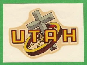 VINTAGE ORIGINAL 1948 SOUVENIR "UTAH" CROSS AND WAGON WHEEL WATER DECAL ART NICE - Picture 1 of 1