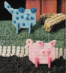 Cat, Dog, Pig & Frog Fridgie Magnet Clips - Plastic Canvas Pattern ONLY - Picture 1 of 3