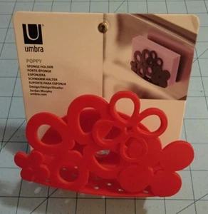 Umbra Brand: Red Plastic "Poppy" Kitchen Sponge Holder - New With Free Shipping - Foto 1 di 10