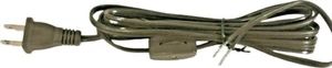 Lamp Cord 8' Brown In Line Switch Polarized Plug Tinned Ends 18/2 AWG SPT-1 Wire - Picture 1 of 4