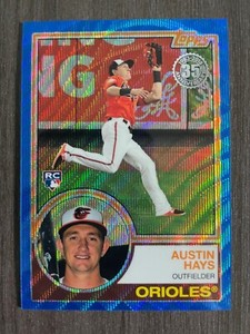 2018 Topps Silver Pack Austin Hays 1983 Blue Wave Refractor #83 Rookie RC  /75