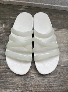 Crocs Womens Splash Strappy Slip On Slide Comfort Sandal Glossy White Size 7 - Imagen 1 de 5