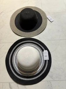 Two-piece Time and True Striped Floppy Straw Hat for women - Picture 1 of 4