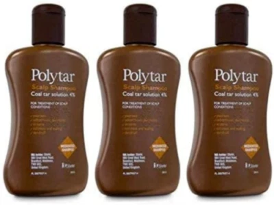 Polytar Scalp Shampoo Coal Tar Solution 4% 150ml x 3 NEW FREE & FAST UK POST! - Image 1 of 2
