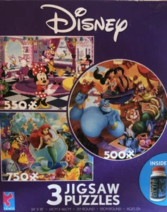 3 puzzle Ceaco Disney - topo Minnie - sirenetta - Aladdin - NUOVI - Foto 1 di 1