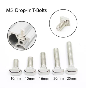 M5 Drop-In T-Bolts Hammer Head Bolt Screw - 20 Series Profile Extrusion 6mm Slot - Picture 1 of 4