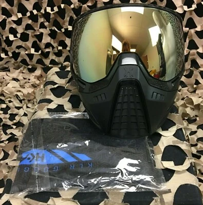 NEW HK Army KLR Paintball Mask - Onyx w/ Prestige Gold Lens