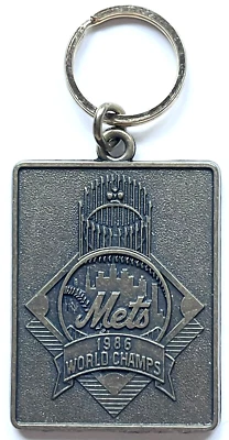 NEW 1986 NEW YORK METS WORLD SERIES BASEBALL CHAMPIONS SONY PROMO METAL KEYCHAIN - Image 1 of 2