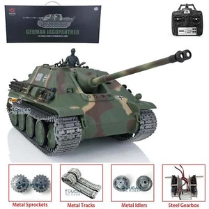 Henglong 1/16 TK 7.0 Upgraded Jagdpanther RTR RC Tank 3869 Metal Tracks Gears - Picture 1 of 12