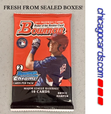 2011 Bowman Baseball PACK Look4 Bryce Harper AUTO Mike Trout Chrome Refractor - Image 1 of 4