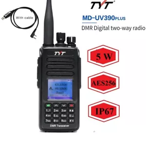TYT AES256 DMR Radio Portatile MD-UV390Plus 5W 136-174&400-480MHz + Cavo Programma - Foto 1 di 10
