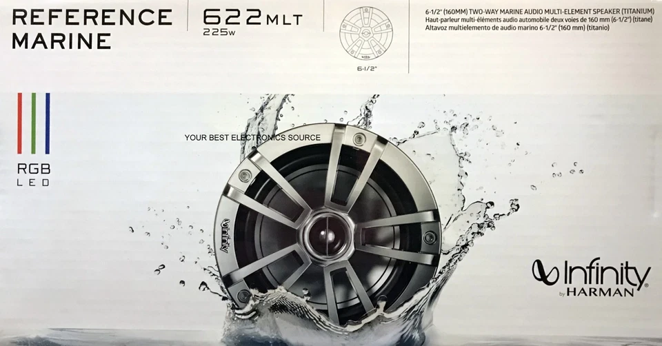 Новый INFINITY ссылка 622MLT 6-1/2 «2-полосный морской колонки с RGB LED титана - Изображение 1 из 1