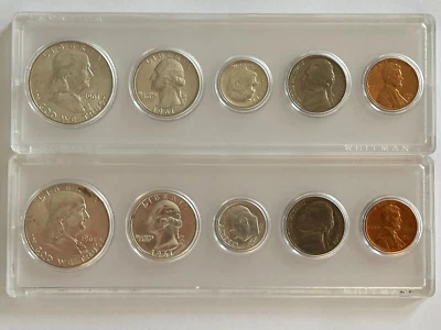 1961 P&D MINT SET: 10 Coins in Whitman Holders - Image 1 of 2