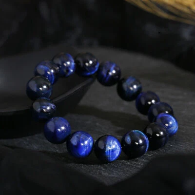 8mm Natural Tiger Eye Lava Rock Beads Stretch Elastic Bracelet for Men Women - Image 1 of 4