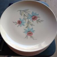 Steubenville USA Pottery Fairlane Pink Blue Floral #A Vintage 1950s Holds 12 Eggs 9\u201d Deviled Egg Platter