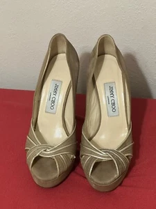 Jimmy Choo Beige Suede Leather Pumps/ Size 38 - Picture 1 of 6