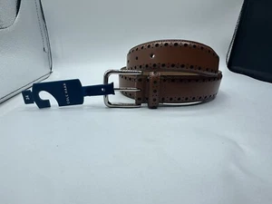 Cole Haan Mens Tan Leather 35mm Brogue Buckle Belt Multi Sz NWT - Picture 1 of 4