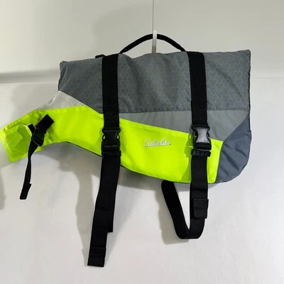 Dog Life Preserver Cabela's XL Black Grey and Bright Yellow Nylon & Hook/ Loop - Image 1 of 4