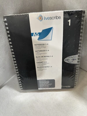 NEW SEALED Livescribe Dot Paper College Ruled A5 Notebook 1-4, 4-Pack Black - Image 1 of 2
