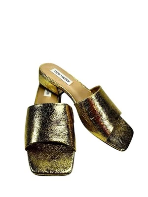 Steve Madden Women’s Amir Gold Foil Slide Sandals, Size 6M - Image 1 of 4