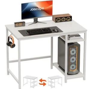 JOISCOPE Home Office Small Computer Desk for Working, Gaming, 40 inches, White - Picture 1 of 4