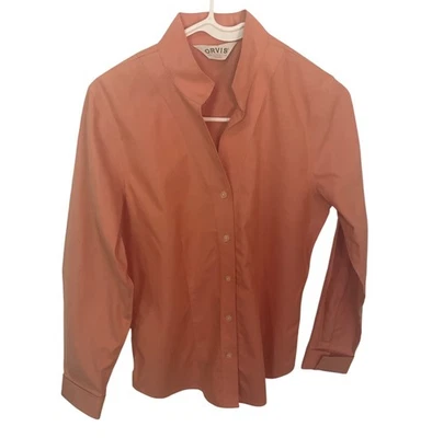 Orvis Womens Button-Up Shirt Coral Long Sleeves Size 2 Preppy Work Timeless Mini - Image 1 of 4