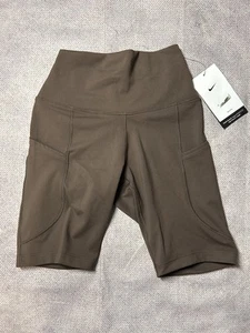Nike Women's One High-Waisted 8" Biker Shorts With Pockets Brown |FZ6758-237| - Picture 1 of 2