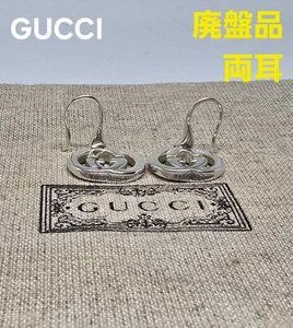 GUCCI Double G Logo Hook Silver Earrings Used - Picture 1 of 4