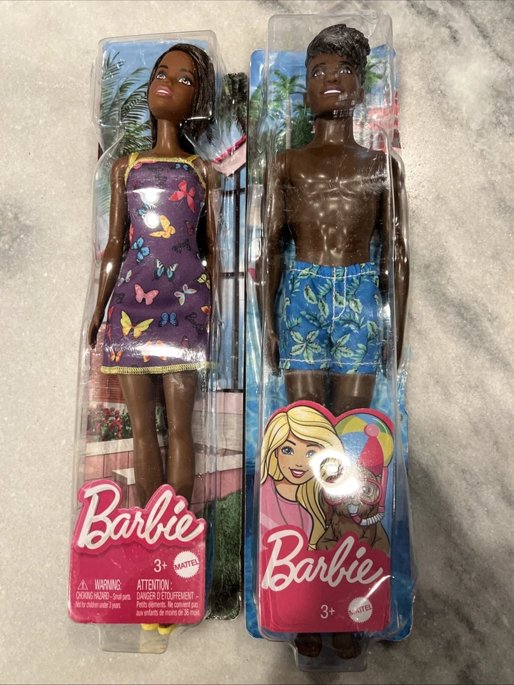 Barbie 11.75” Beach Ken Doll Wearing Blue Tropical Board Shorts HBV03 Mattel